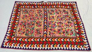 75 " X 52 " Handmade Embroidery Old Tribal Ethnic Wall Hanging Decor Tapestry