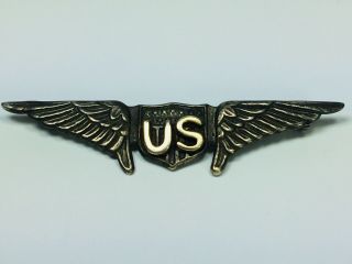 Wwi American Unmarked Sterling Silver Pilots Wings