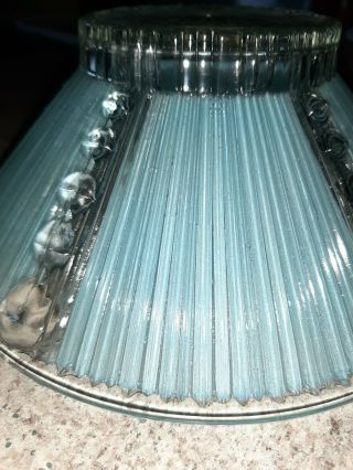 Vintage Art Deco Light Blue/clear Frosted Ornate Glass Ceiling Light Lamp Shade