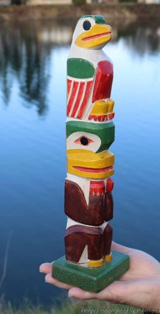 Fine Old Northwest Coast Nuu - Chah - Nulth Kwakiutl Indian Cedar Totem C1930