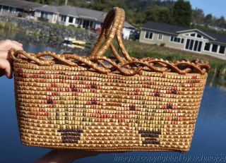 Special Very Fine Northwest Coast Salish Indian Berry Basket C1900