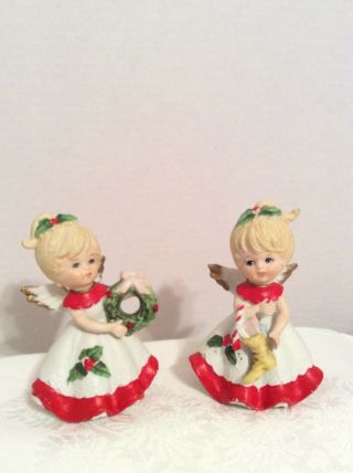 Set Of 2 Vintage Homco Christmas Angel Girl Figurines 5402