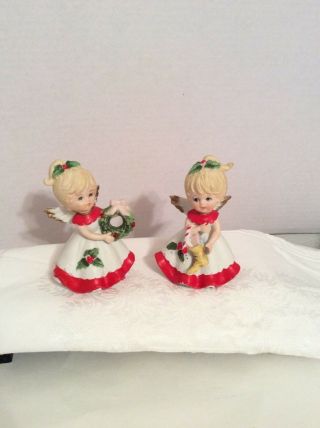 Set of 2 Vintage HOMCO Christmas Angel Girl Figurines 5402 2