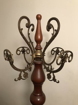 Antique Hard Wood And Brass Hat And Coat Stand With Decorative Base,  Unusual