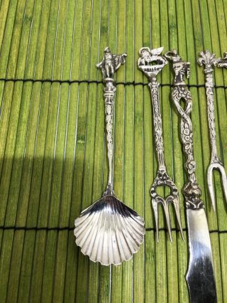 Vintage Demitasse silver plated Set of 6 silverwear stamped Italy knife spoon, 2