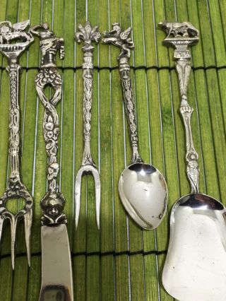 Vintage Demitasse silver plated Set of 6 silverwear stamped Italy knife spoon, 3