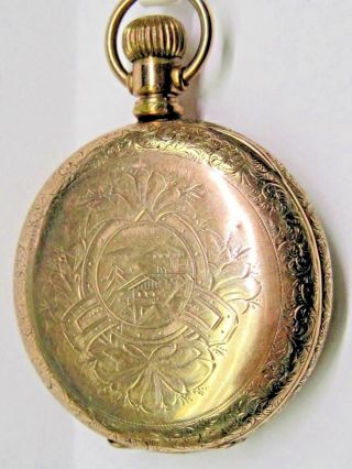 Antique Ladies Elgin Covered Pink Gold Filled Pocket Watch 41 Mm.  13755732