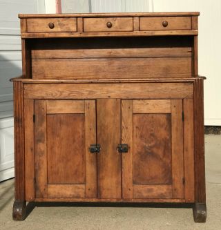 Antique Primitive Wood Cabinet High Back Dry Sink