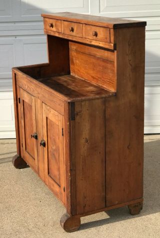 Antique Primitive Wood Cabinet High Back Dry Sink 2