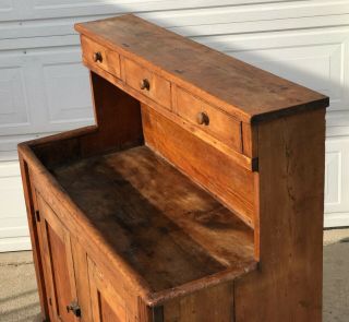 Antique Primitive Wood Cabinet High Back Dry Sink 3