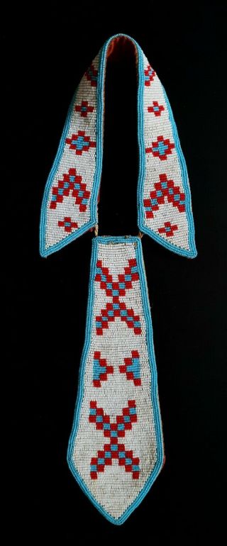 Antique Native American Cree Tie And Collar - Ca.  1950