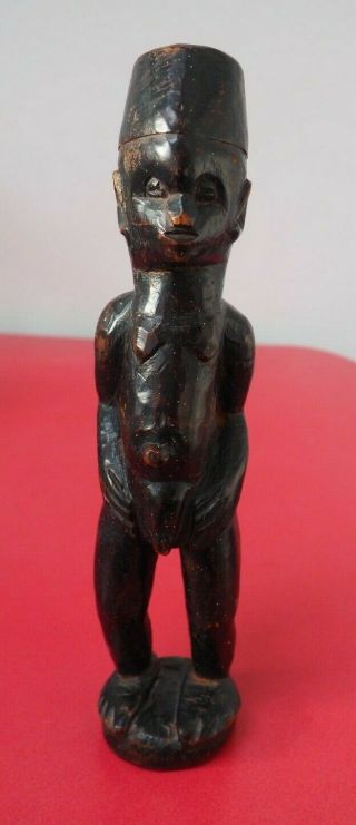 Good Old Small Unusual African Tribal Art Colonial Style Carved Wooden Figure Nr
