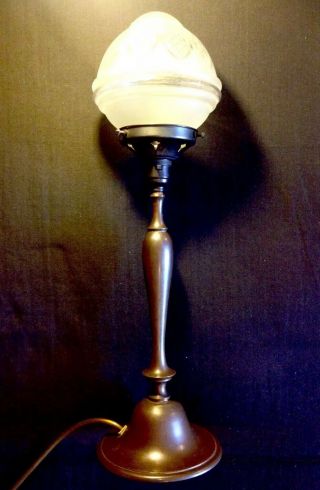 Edwardian Cast Bronze Classic Design Table Lamp Hand Made Shade