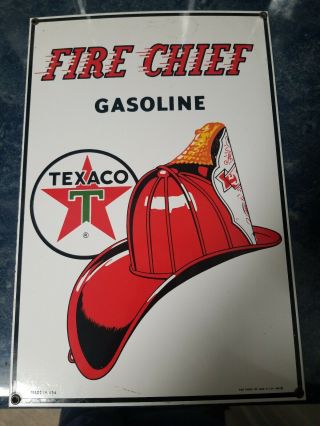 Texeco Metal Sign Fire Chief 1986