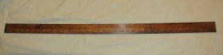 Scarce E Preston Ep 36 Inch / 3ft Wooden And Brass Rule Measure Tool Yardstick