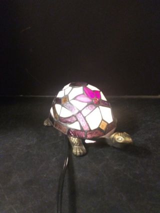 Tiffany Style Stained Glass Turtle Accent Lamp