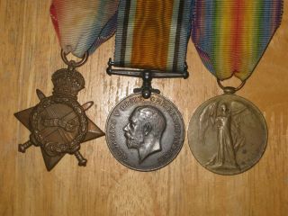 Ww1 British Group Medal 1914 - 1915 Star Trio Named To Gibson