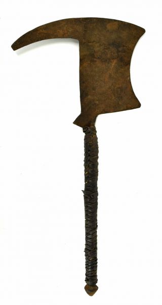 Bakongo Forged Iron Knife Leather Handle Currency Congo African Art
