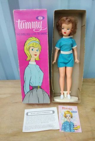 Vintage Tammy Doll Ideal W/stand With Jumpsuit -