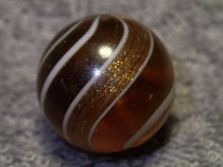 7/8 " Vintage German Hand Made Transparent Amber/yellow Banded Lutz Marble