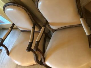 French walnut and upholstered fauteuils Louis XVI style SB SOS 2