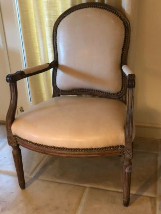 French walnut and upholstered fauteuils Louis XVI style SB SOS 3