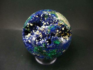 Rare Azurite Malachite & Cerussite Sphere Ball From Namibia - 758 Grams - 3.  3 "