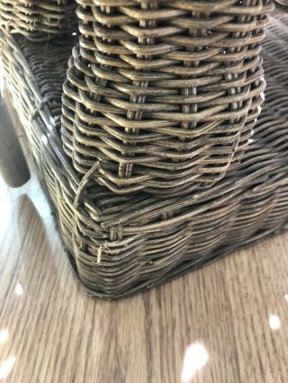 Vintage Brown Wicker Elephant Accent Table/Plant Stand 3