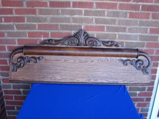 Large Antique Oak / Crown / Pediment/ Header Wall Coat Rack