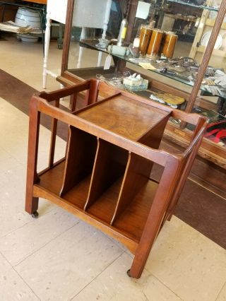 Antique Baker Furniture Burl Walnut Side Table - Serving Cart