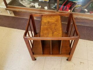 Antique Baker Furniture Burl Walnut Side Table - Serving Cart 2