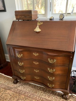 59548 Antique Mahogany Governor Winthrop Slant Front Desk Secretary
