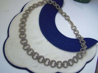Gorgeous Vintage Solid Sterling Silver Marcasite Collar Necklace 16 " 52.  6g Rare