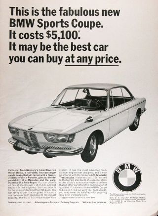 1967 Bmw 2000 Sports Coupe Vintage Ad Msrp $5,  100