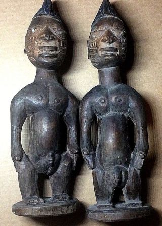 Antique Yoruba Ibeji Twin Male African Sculpture Wooden Statue
