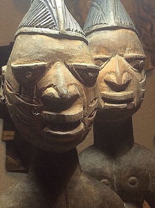 Antique Yoruba Ibeji Twin Male African Sculpture Wooden Statue 2