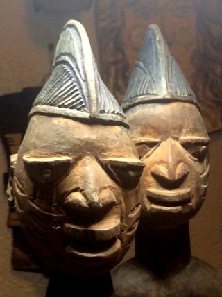 Antique Yoruba Ibeji Twin Male African Sculpture Wooden Statue 3