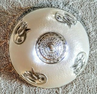 Art Deco Pressed Glass Ceiling Light Shade Frosted Floral 12” Neutral Color