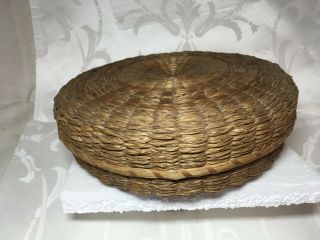 Iroquois American Indian Sweetgrass And Splint Basket With Lid Large