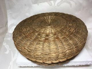 Iroquois American Indian Sweetgrass and Splint Basket with lid Large 2