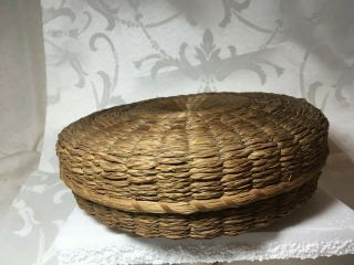 Iroquois American Indian Sweetgrass and Splint Basket with lid Large 3