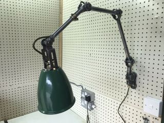 Vintage Dugdills Rtm Green Enamel Anglepoise / Wall / Desk Lamp 1930s