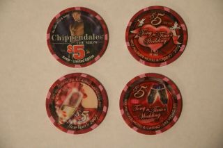 Rio Las Vegas Ltd Edition $5 Casino Chips; Chipendales/tony And Tina 