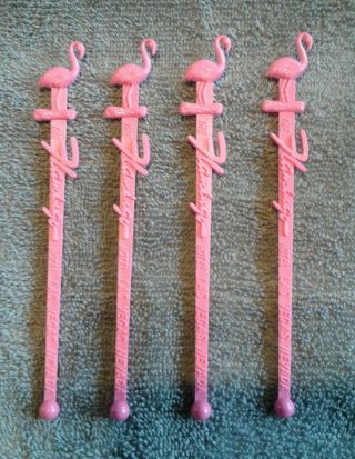 4 Vintage Pink Flamingo - The Flamingo Hotel Las Vegas - Swizzle Stick Stirrers