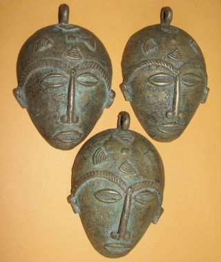 African Baule Bronze Family Passport Mask Maskette Necklace Pendant Dan Ashanti