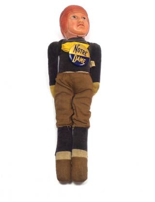 Vintage Notre Dame Fighting Irish Football Figure Celluloid 13.  5 Inches Tall