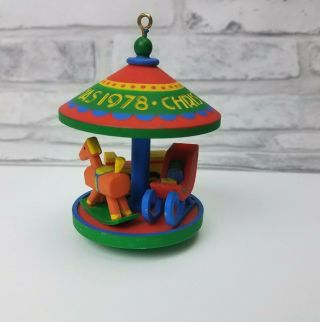 Vintage 1978 Hallmark Tree Trimmer Christmas Ornament Twirl About Toys Carousel