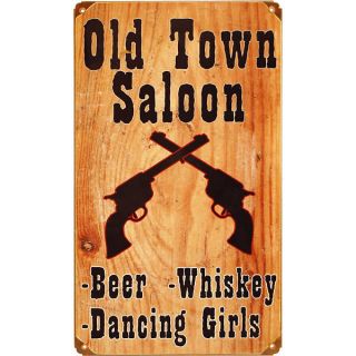Vintage Old Town Saloon Metal Bar Sign - Vintage Western Tin Drinking Pub Decor