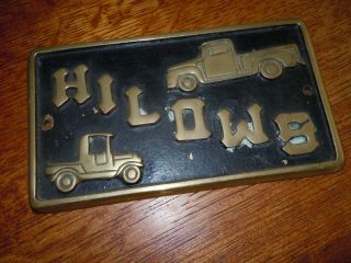 Vintage Brass Hot Rod / Car Club Plaque " Hilows " - Southern California - 5 " X9 "