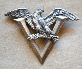 Vintage Sterling Silver Wwii Us V For Victory Sweetheart American Eagle Pin